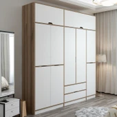 Minar Elina 5 Kapaklı Dolap + Yüklük Dore Beyaz thumbnail 2