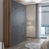 Minar Elina 4 Kapaklı Dolap + Yüklük Dore Antrasit - 4