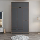 Minar Elina 3 Kapaklı Dolap + Yüklük Dore Antrasit thumbnail 1