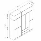 Minar Elina 5 Kapaklı Dolap + Yüklük Dore Beyaz thumbnail 8