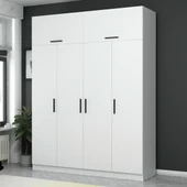 Minar Kale 4 Kapaklı 2 Çek Dolap Ve Yüklük Beyaz thumbnail 2