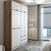 Minar Elina 4 Kapaklı Dolap + Yüklük Dore Beyaz - 5