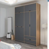 Minar Elina 4 Kapaklı Dolap + Yüklük Dore Antrasit - 3