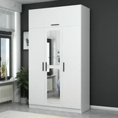 Minar Kale 3 Kapak 1 Aynalı 2 Çek Dolap & Yüklük Beyaz thumbnail 2