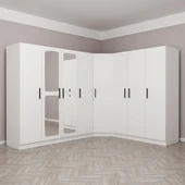 Minar Kale Zincir 8K 2 Aynalı 4Ç Köşe Dolap Beyaz 3+K+4 thumbnail 1