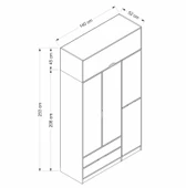 Minar Elina 3 Kapaklı Dolap + Yüklük Dore Beyaz thumbnail 8