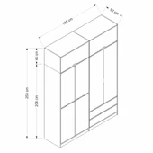 Minar Elina 4 Kapaklı Dolap + Yüklük Dore Beyaz - 8