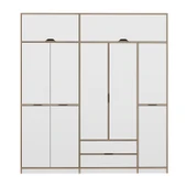 Minar Elina 5 Kapaklı Dolap + Yüklük Dore Beyaz thumbnail 6