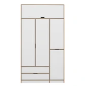 Minar Elina 3 Kapaklı Dolap + Yüklük Dore Beyaz thumbnail 6