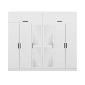 Minar Kale 6 Kapak 2 Aynalı 4 Çek Dolap & Yüklük Beyaz thumbnail 4