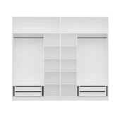 Minar Kale 6 Kapak 2 Aynalı 4 Çek Dolap & Yüklük Beyaz thumbnail 6