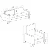 Minar Kristal 3+1 Berjer Koltuk Takım Antr+Bej thumbnail 8