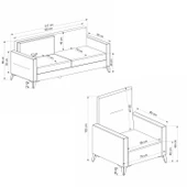 Minar Kristal 3+1 Berjer Koltuk Takım Bej+Koyu Gri thumbnail 8