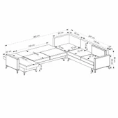 Minar Kristal Dinlenme+3+Köşe+3 Köşe Takımı Koyu Gri thumbnail 5