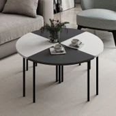 Minar Emma Zigonlu Orta Sehpa Takım-Antr Beyaz thumbnail 2