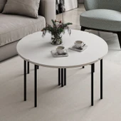 Minar Emma Zigonlu Orta Sehpa Takım-Beyaz Beyaz thumbnail 2