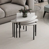 Minar Emma Zigonlu Orta Sehpa Takım-Beyaz Beyaz thumbnail 1