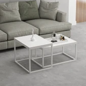 Minar Leka Metal Orta Sehpa Beyaz Ayaklı-Beyaz thumbnail 2