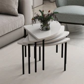 Minar Emma Zigonlu Orta Sehpa Takım-Beyaz Beyaz thumbnail 8