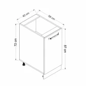 Minar Mutfak Modül Alt 1K1R 40Cm Dolap Beyaz Mebran C Antrasit - 7