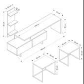 Minar Vera Tv+Vera Zigon Sehpa Set - Dore-Senron Siyah thumbnail 8