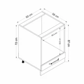 Minar Mutfak Modül Alt 1K 60Cm Ank Dolap Beyaz Mebran C Antrasit - 7