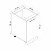 Minar Mutfak Modül Alt 1K1R 45Cm Dolap Beyaz Mebran C Antrasit - 7