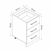 Minar Mutfak Modül Alt 3Ç Nray 50Cm Dolap Beyaz Mebran C Beyaz thumbnail 7
