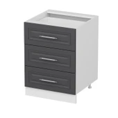 Minar Mutfak Modül Alt 3Ç Nray 60Cm Dolap Beyaz Mebran C Antrasit thumbnail 2