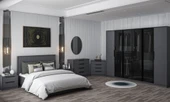 Minar Kale Luxe Yatak Odası Takımı-Antrasit- Set 2 - 3