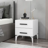 Minar D1009-Kale Ayaklı Komodin 2Ç-Beyaz - 2