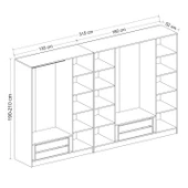 Minar Kale210 7 Bölmeli 4 Çek Giyinme Dolabı Dore thumbnail 7