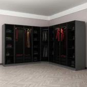 Minar Kale 190 9 Füme Cam Kapaklı 4Ç Köşe Dolap Antrasit Füme Cam thumbnail 2