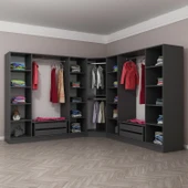 Minar Kale 190 9 Füme Cam Kapaklı 4Ç Köşe Dolap Antrasit Füme Cam thumbnail 4