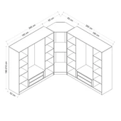 Minar Kale190 9 Kapaklı 4 Çek Köşe Dolap Byz Mebran thumbnail 8