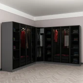 Minar Kale 190 9 Füme Cam Kapaklı 4Ç Köşe Dolap Antrasit Füme Cam thumbnail 1