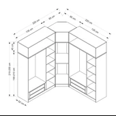 Minar Kale190 7 Kapaklı 4 Çek Köşe Dolap + Yüklük Byz Mebran thumbnail 8
