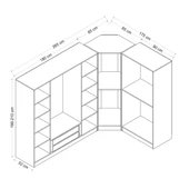 Minar Kale190 7 Kapaklı 2 Çek Köşe Dolap Byz Mebran thumbnail 8