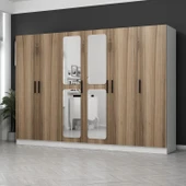 Minar Kale Zincir 6K 2 Aynalı 2Ç Dolap Pera Ceviz 2+4 thumbnail 3