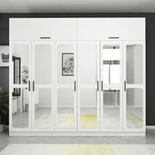 Minar Kale 6 Kapak 6 Aynalı 2 Çek Dolap & Yüklük Beyaz thumbnail 1