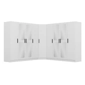 Minar Kale Zincir 9K 4 Aynalı 4Ç Köşe Dolap Beyaz 4+K+4 thumbnail 5