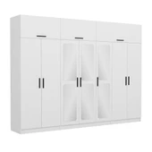 Minar Kale 7 Kapak 3 Aynalı 2 Çek Dolap & Yüklük Beyaz thumbnail 3