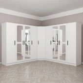 Minar Kale Zincir 9K 4 Aynalı 4Ç Köşe Dolap Beyaz 4+K+4 thumbnail 1