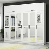 Minar Kale 6 Kapak 6 Aynalı 2 Çek Dolap & Yüklük Beyaz thumbnail 2