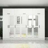 Minar Kale 7 Kapak 5 Aynalı 4 Çek Dolap & Yüklük Beyaz thumbnail 1