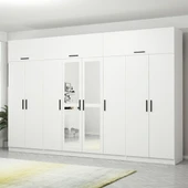 Minar Kale 8 Kapak 2 Aynalı 2 Çek Dolap & Yüklük Beyaz thumbnail 1