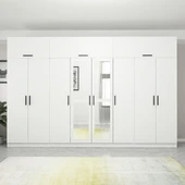 Minar Kale 8 Kapak 2 Aynalı 2 Çek Dolap & Yüklük Beyaz thumbnail 2