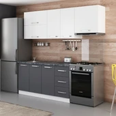 Minar 220 Cm Mutfak Dolabı Beyaz Antrasit 220-A8 thumbnail 3