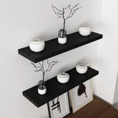 Minar Gizli Raf Tutuculu 2Li D.Rafı 80Cm-M.Siyah thumbnail 3