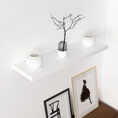 Minar Gizli Raf Tutuculu Duvar Rafı 80Cm-Beyaz - 3